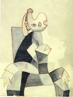Woman Seated in a Grey Armchair